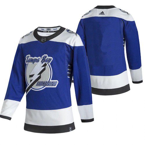 Men Tampa Bay Lightning Blank Blue NHL 2021 Reverse Retro jersey